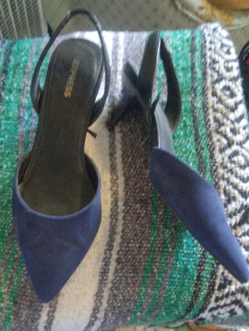 Express Navy Pointed Slingback Heels